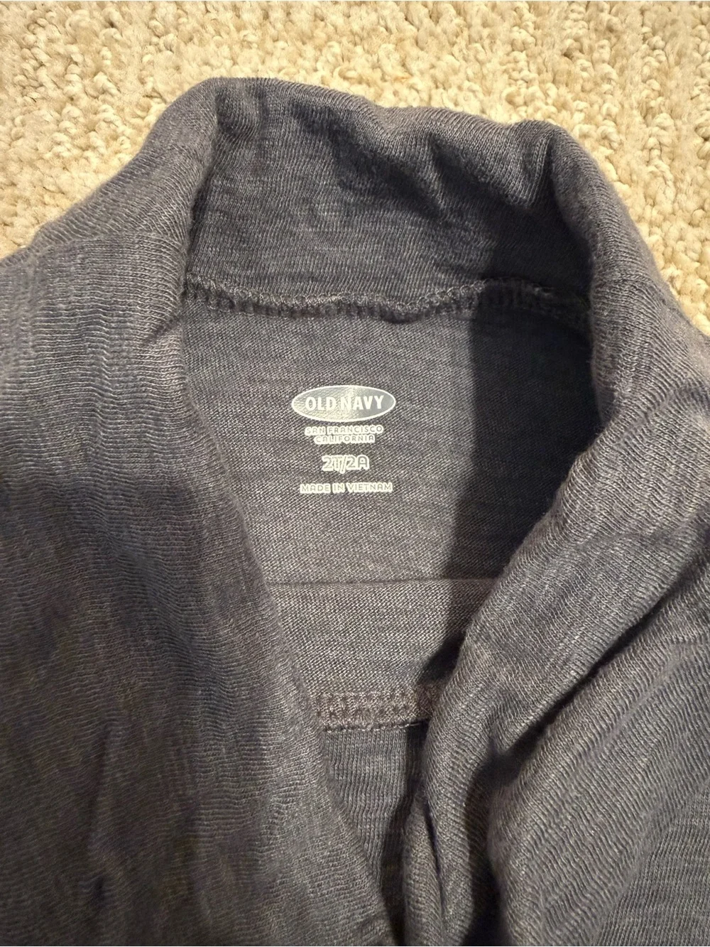 Old Navy Charcoal Cowl-Neck Tunic Tee (2T)